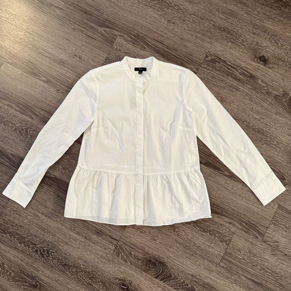 J. Crew Stretch Peplum Button Up New